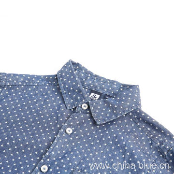 boy's print short sleeves denim shirts